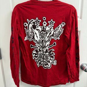 SUPREME CLAYTON PATTERSON Size Small KAWS CHALK LOGO TEE Red.
